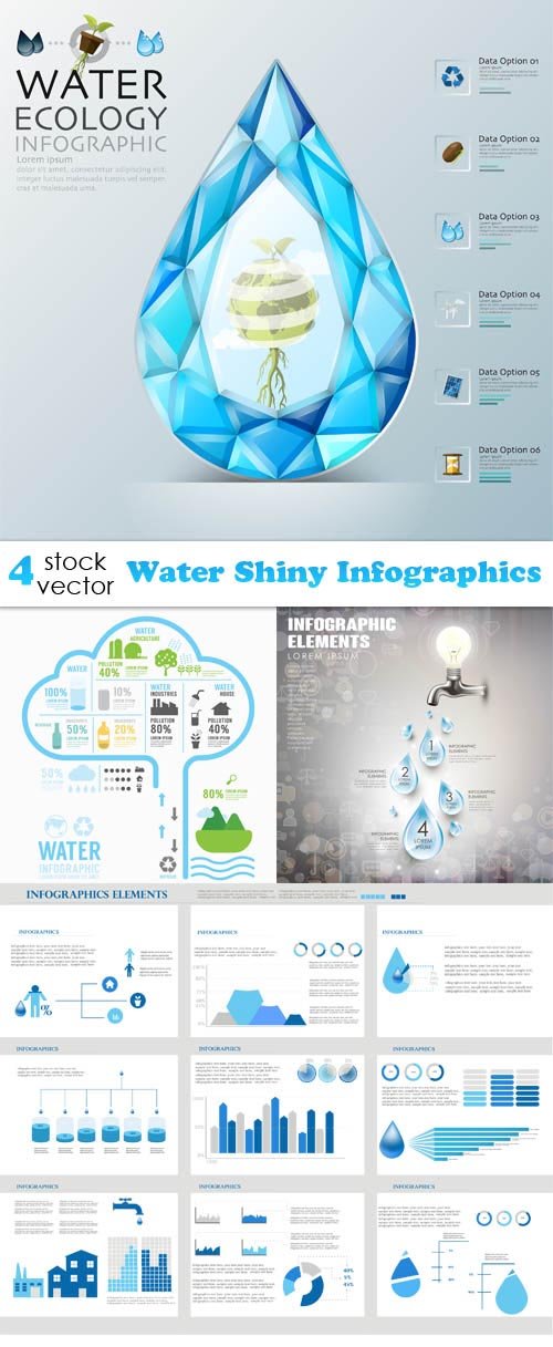Vectors - Water Shiny Infographics