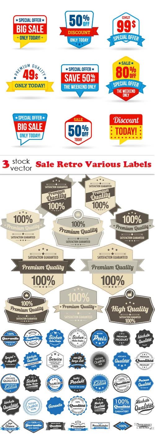 Vectors - Sale Retro Various Labels