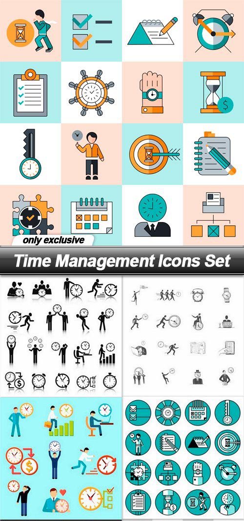 Time Management Icons Set - 8 EPS