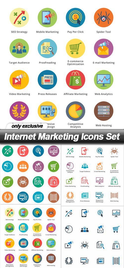 Internet Marketing Icons Set - 6 EPS