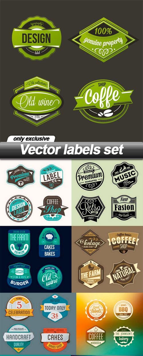 Vector labels set - 11 EPS