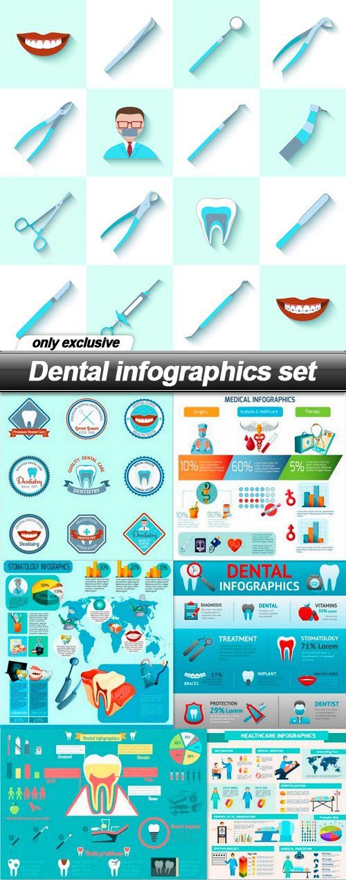 Dental infographics set - 10 EPS