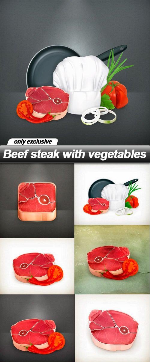 Beef steak with vegetables - 10 EPS