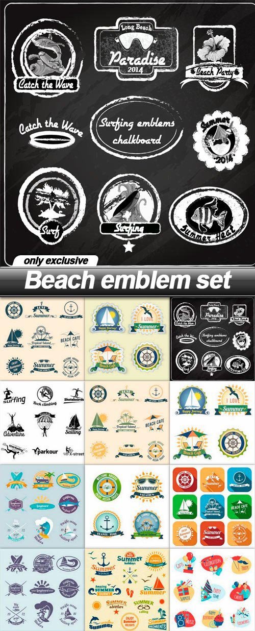 Beach emblem set - 20 EPS