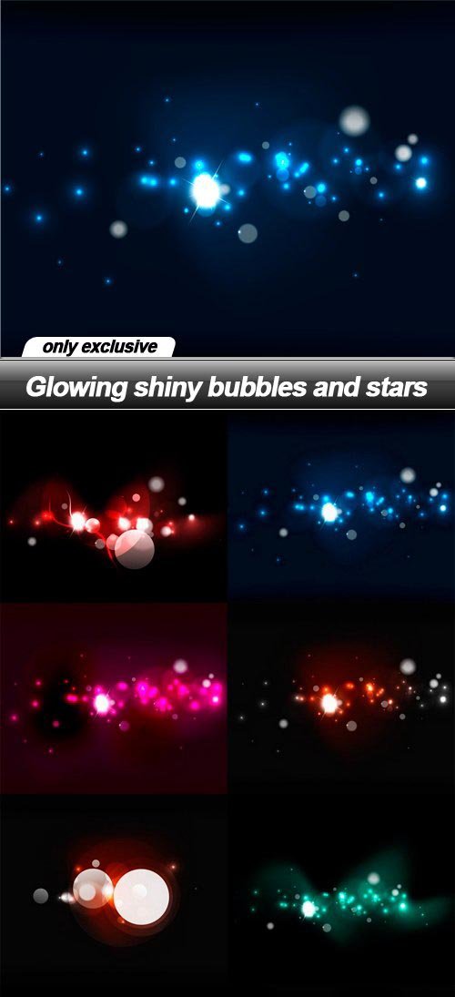 Glowing shiny bubbles and stars - 10 EPS