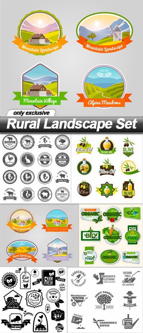 Rural Landscape Set - 7 EPS