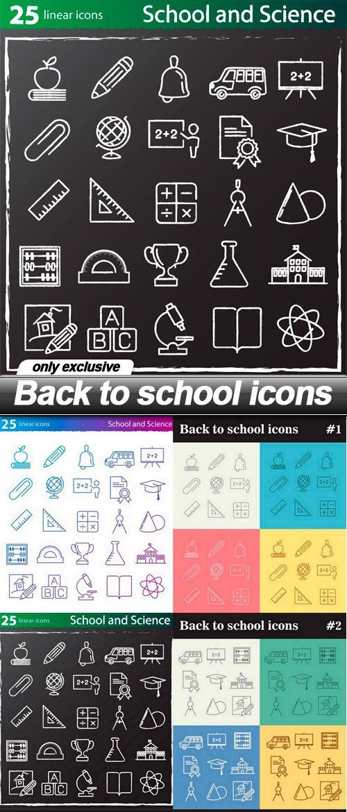 Back to school icons - 6 EPS