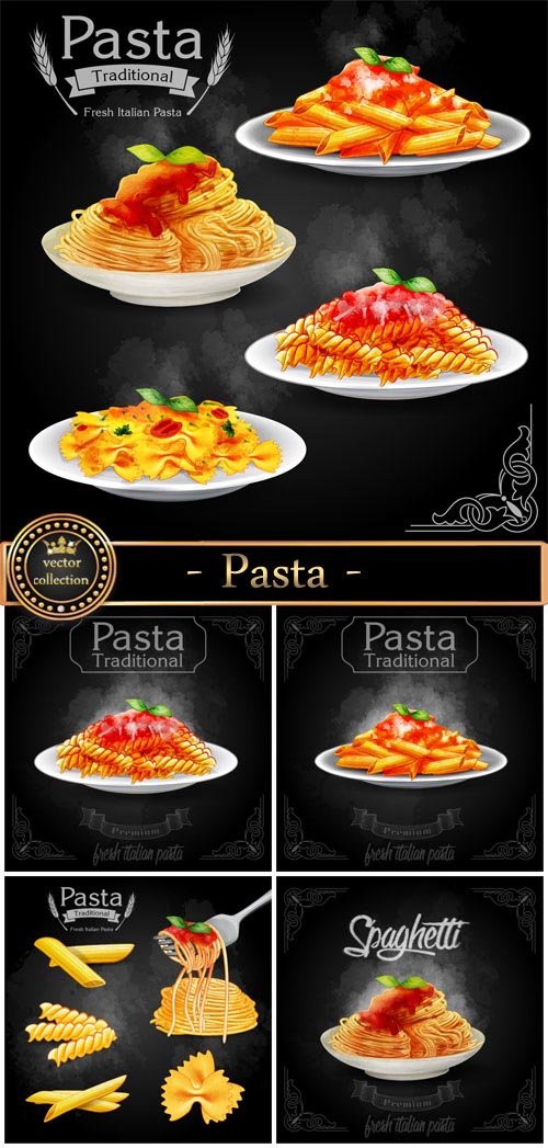 Pasta dishes vector
