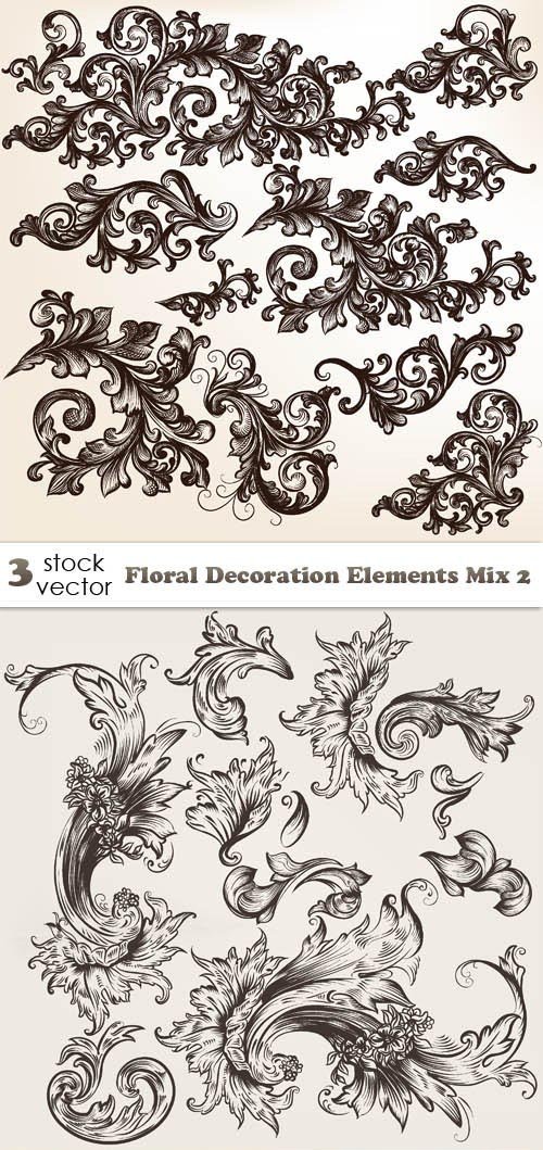 Vectors - Floral Decoration Elements Mix 2