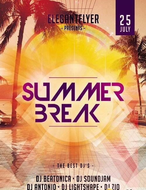 Summer Break Party Flyer PSD Template + Facebook Cover