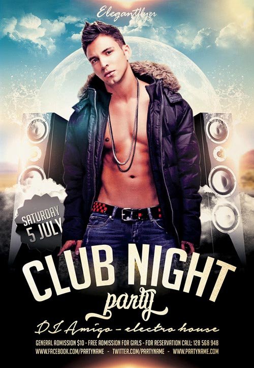 Flyer PSD Template - Club night party + Facebook Cover