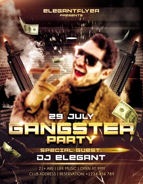 Flyer PSD Template - Gangster Party + Facebook Cover
