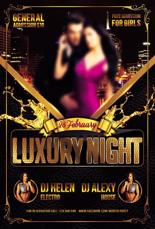 Flyer PSD Template - Luxury Night Party + Facebook Cover