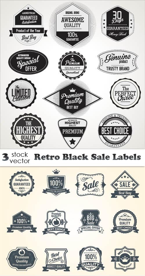 Vectors - Retro Black Sale Labels
