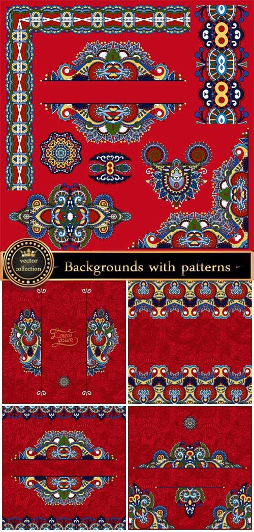 Design elements, vector backgrounds with patterns