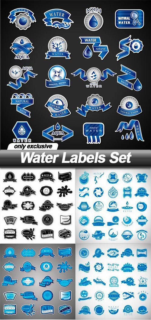 Water Labels Set - 10 EPS