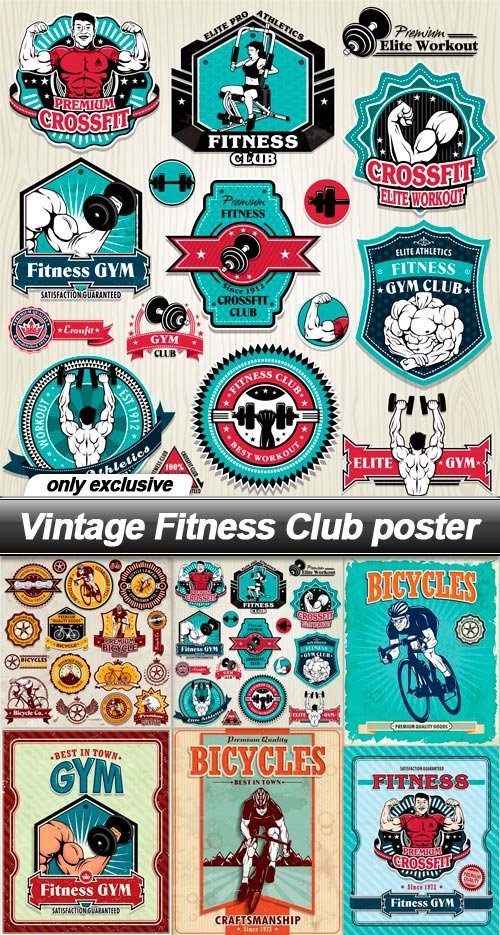 Vintage Fitness Club poster - 11 EPS