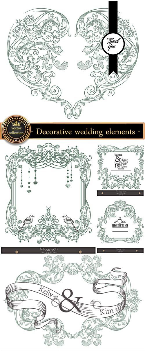Decorative elements in the vector wedding