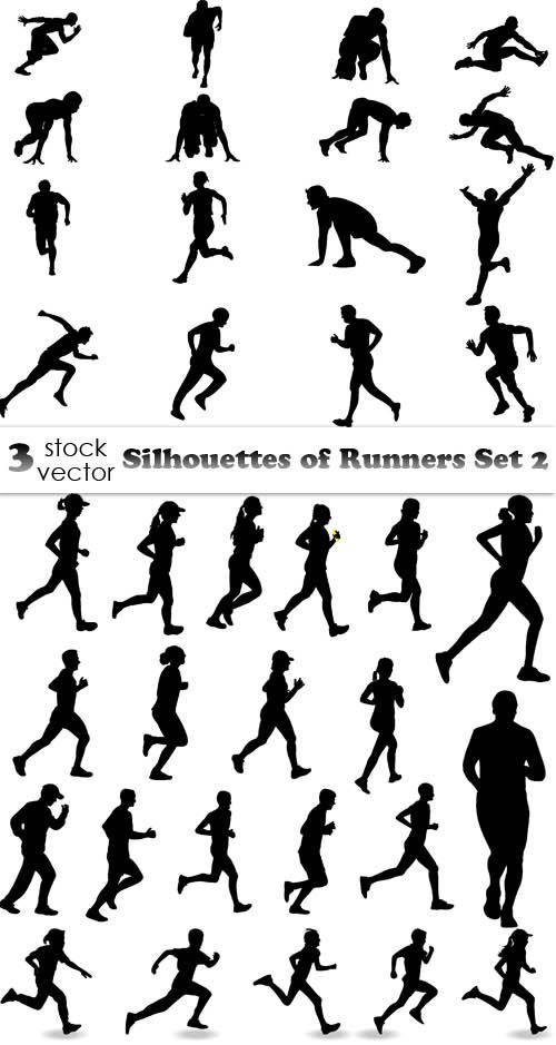 Vectors - Silhouettes of Runners Set 2