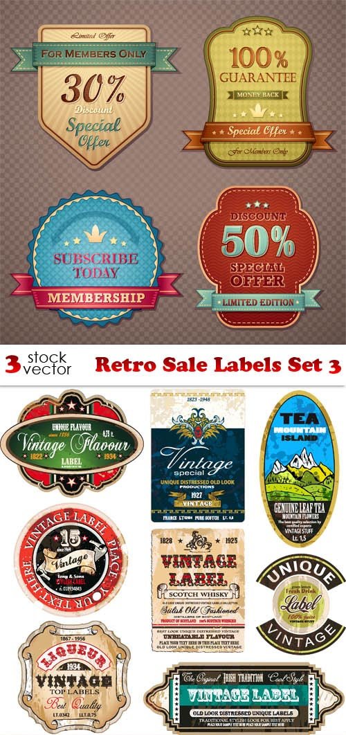 Vectors - Retro Sale Labels Set 3