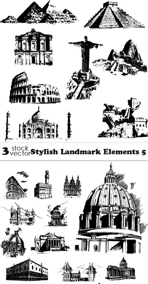Vectors - Stylish Landmark Elements 5
