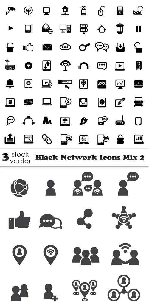 Vectors - Black Network Icons Mix 2
