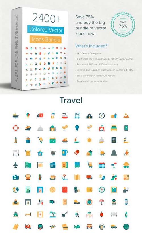 2400+ Colored Vector Icons Bundle - 196710