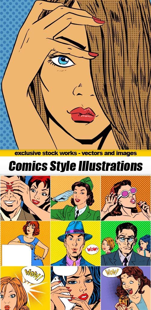 Comics Style Vector Illustrations - 25x EPS