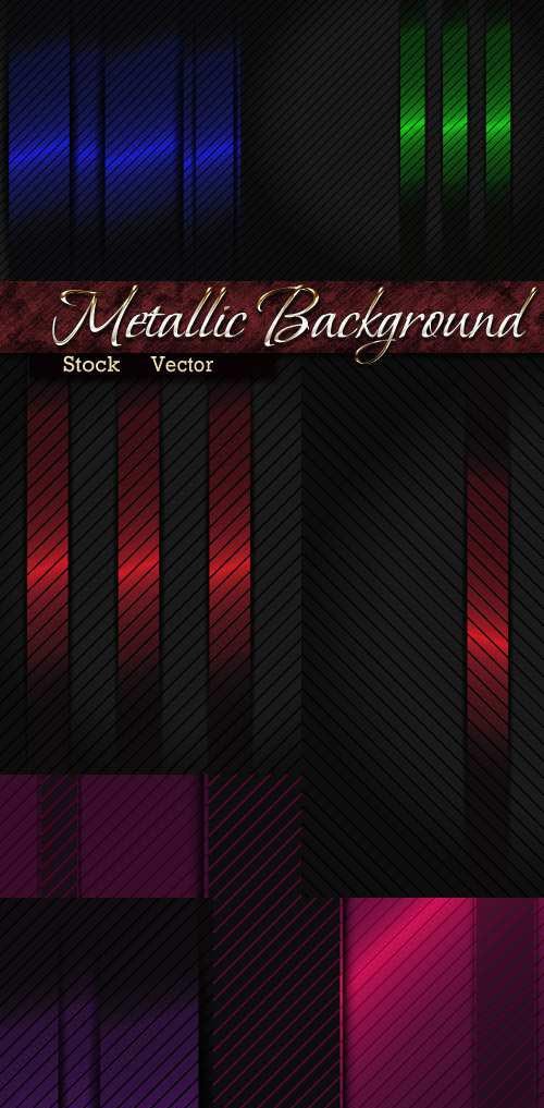 Metal background with colored decorative stripes in Vector
