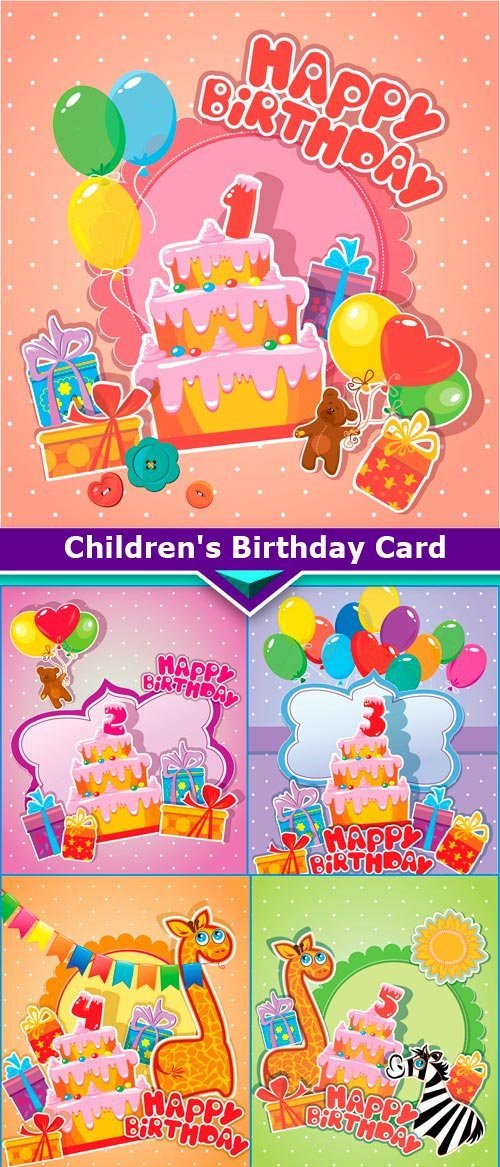 Children's Birthday Card 8x JPEG