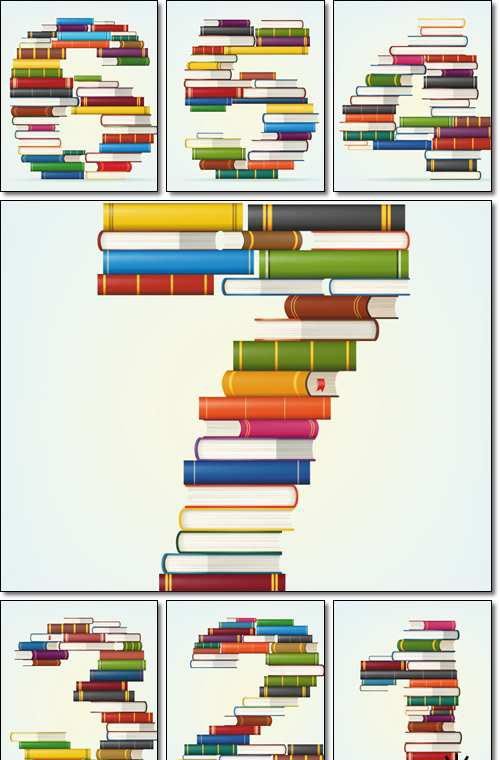 Number. Stacks of multi colored books vector illustration - Vector