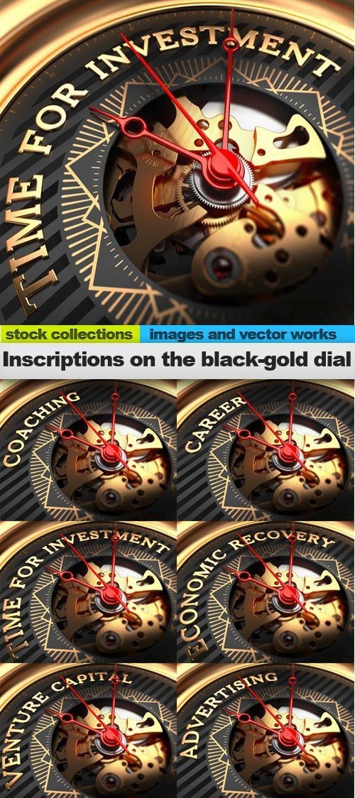 Inscriptions on the black-gold dial, 10 x UHQ JPEG
