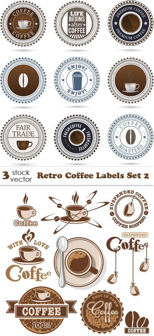Vectors - Retro Coffee Labels Set 2