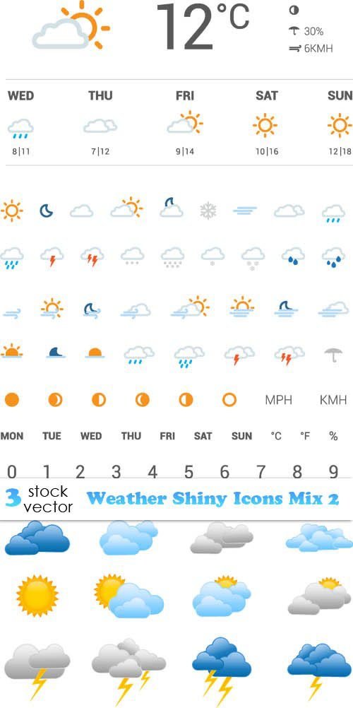 Vectors - Weather Shiny Icons Mix 2