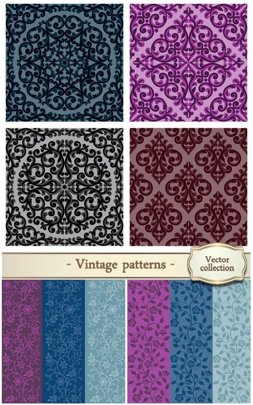 Vintage patterns, vector backgrounds