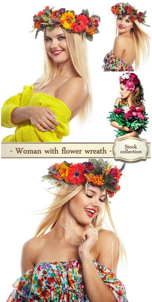 Woman with flower wreath - Stock photo
