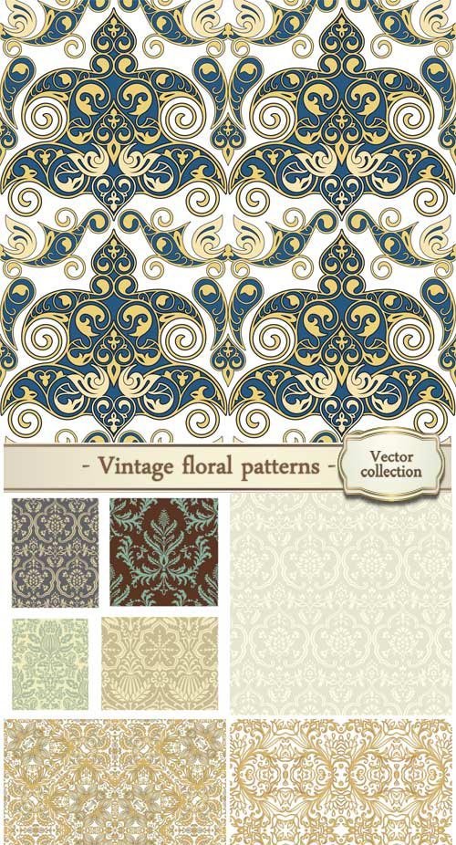 Vintage floral patterns, vector backgrounds