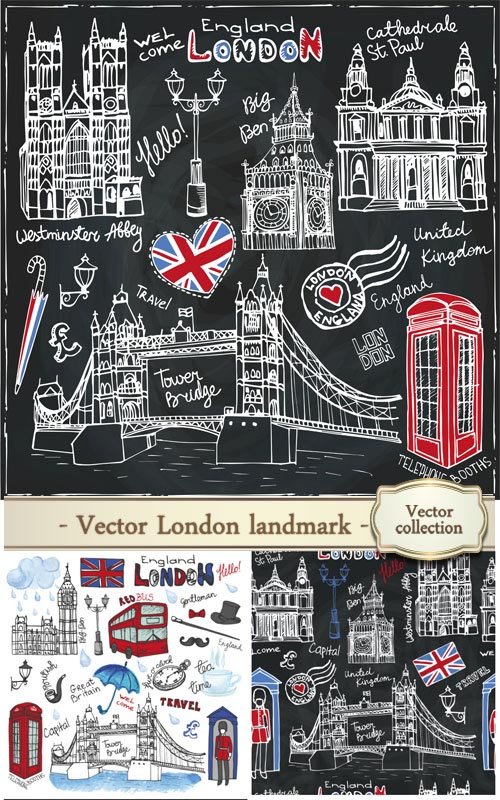 Vector London landmark, lettering