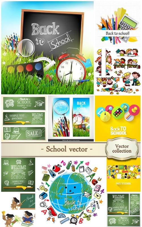 School vector objects and elements