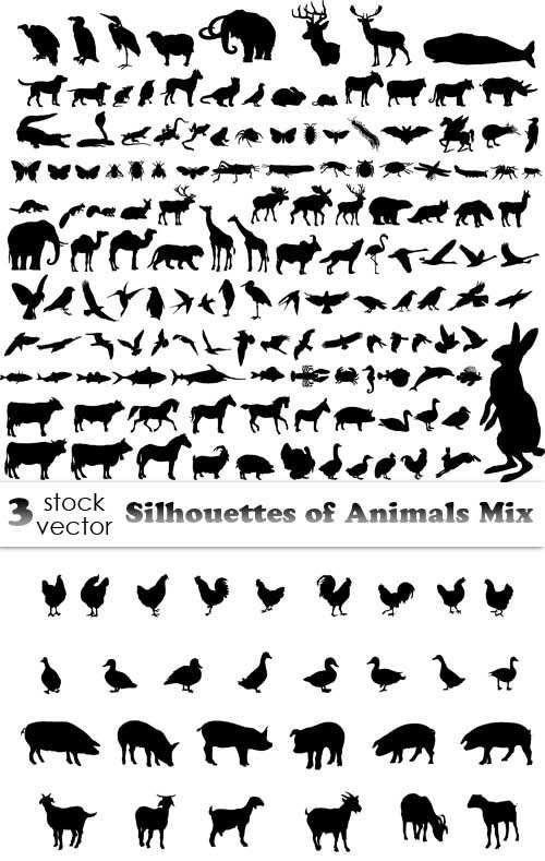Vectors - Silhouettes of Animals Mix