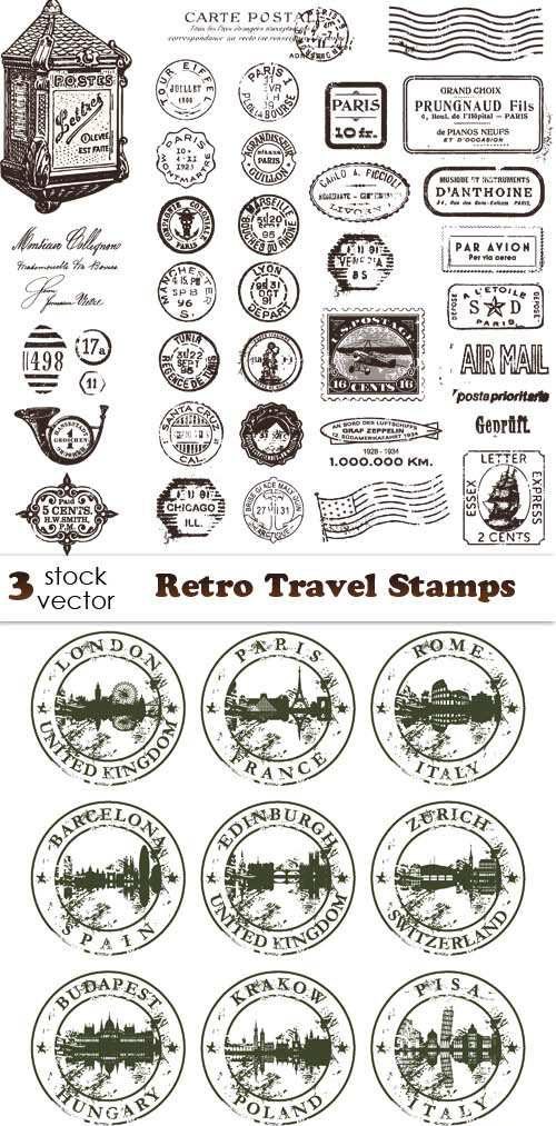Vectors - Retro Travel Stamps