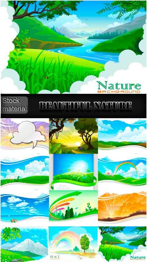 Vector backgrounds with Beautiful nature