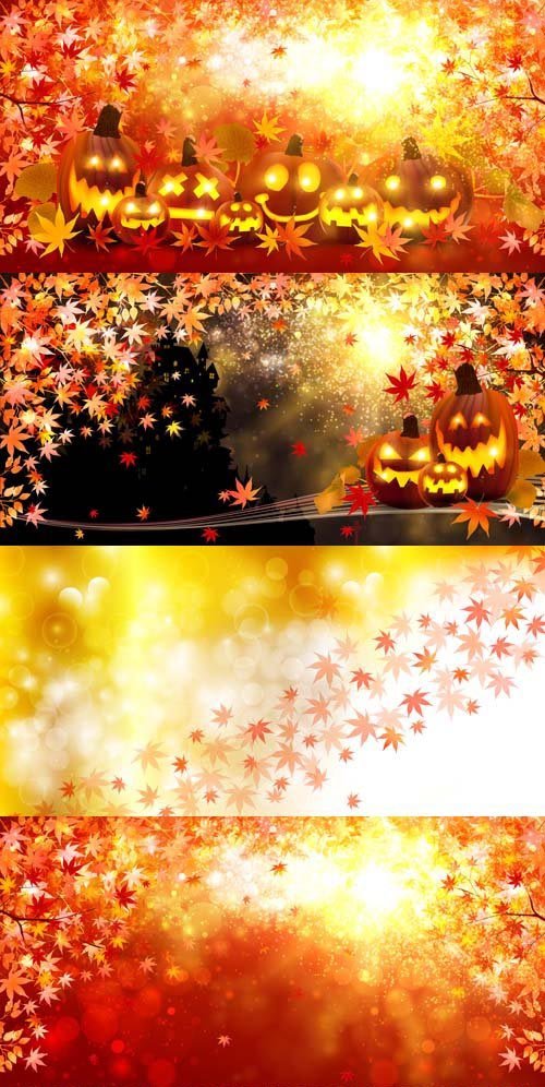 Halloween Autumn Vector Banners