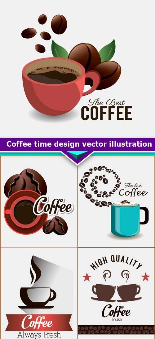 Coffee time, design vector illustration 9x EPS
