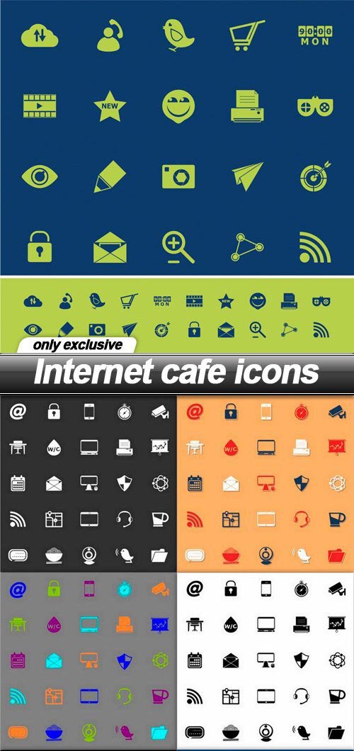 Internet cafe icons - 10 EPS