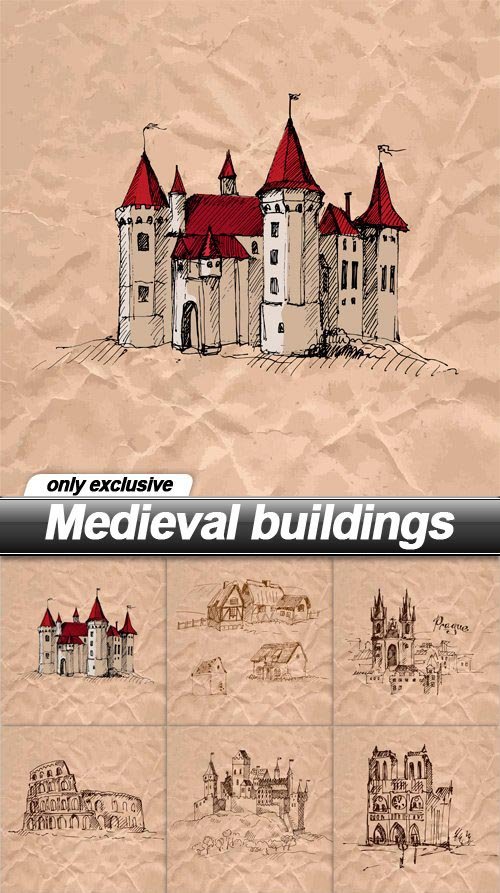 Medieval buildings - 14 EPS
