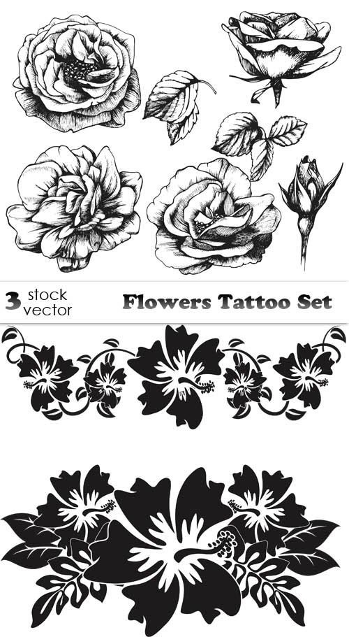 Vectors - Flowers Tattoo Set