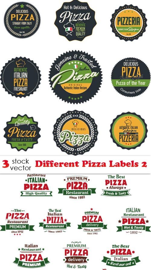 Vectors - Different Pizza Labels 2