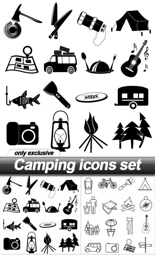 Camping icons set - 5 EPS