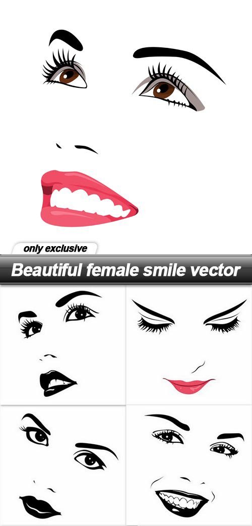 Beautiful female smile vector - 13 EPS